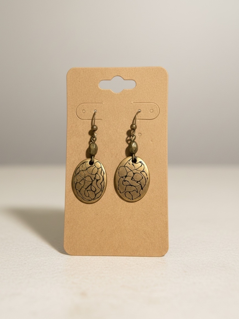 Chico's Brass-Tone Vintage  Textured Oval Dangle Earrings